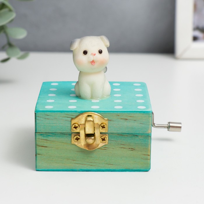 Шкатулка музыкальная механическая "Щеночек" 7,5х6,5х8,5 см - Фото 1