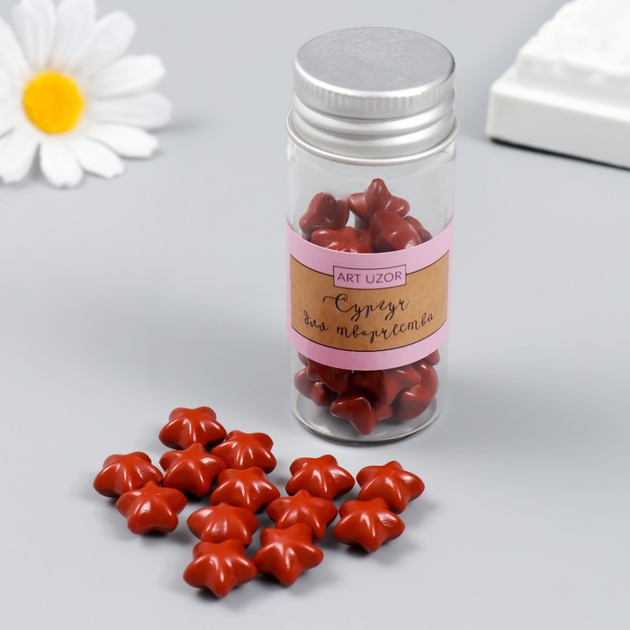 Сургуч в гранулах в баночке "Звёздочки" вишня матовый 16 гр 7х3х3 см - Фото 1
