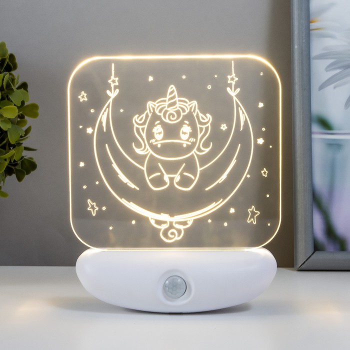 Ночник «Единорог» LED 3 Вт USB АКБ белый 12×14.5 см RISALUX