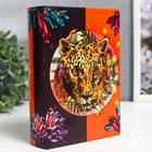 Шкатулка-книга дерево кожзам "Леопард и кристаллы" 18х13х4 см - фото 9721037