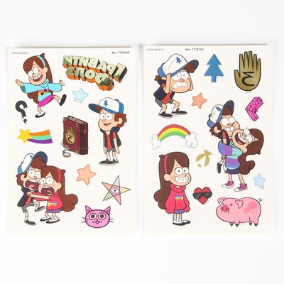 Переводные татуировки детские, светятся в темноте, Гравити Фолз