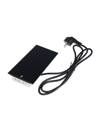 Блок розеточный в стол, сдвижная крышка, 10 А, 2 розетки, 2xUSB, 2A, провод 1.8 м, чёрный