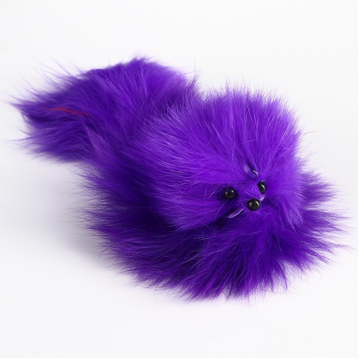 Мышь, до 11 см, с хвостом, натуральный мех, фиолетовая - Фото 1