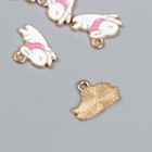 Декор для творчества металл, эмаль "Спящий белый зайка" 1,2х1,6 см (комплект 6 шт) - фото 21584780