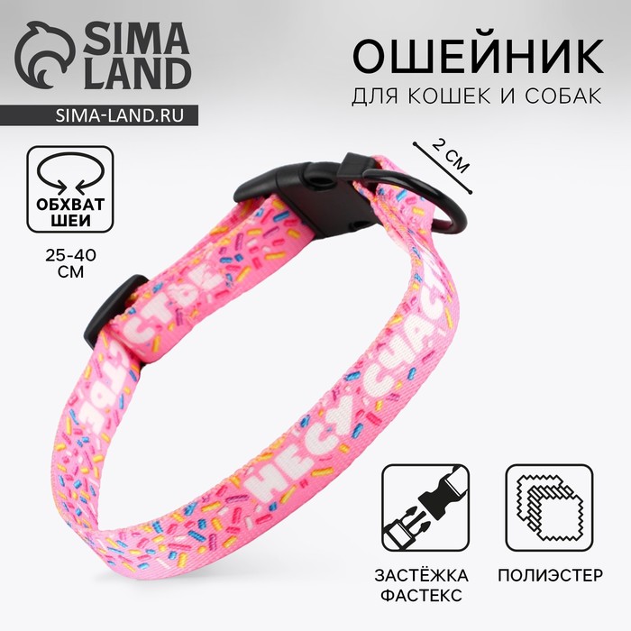 Ошейник «Несу счастье», застёжка - фастекс, 2 см 25-40 см - Фото 1