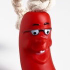 Игрушка для собак «Сосиска в очках на верёвке», 14 см, винил, красная (комплект 2 шт) - фото 65334237