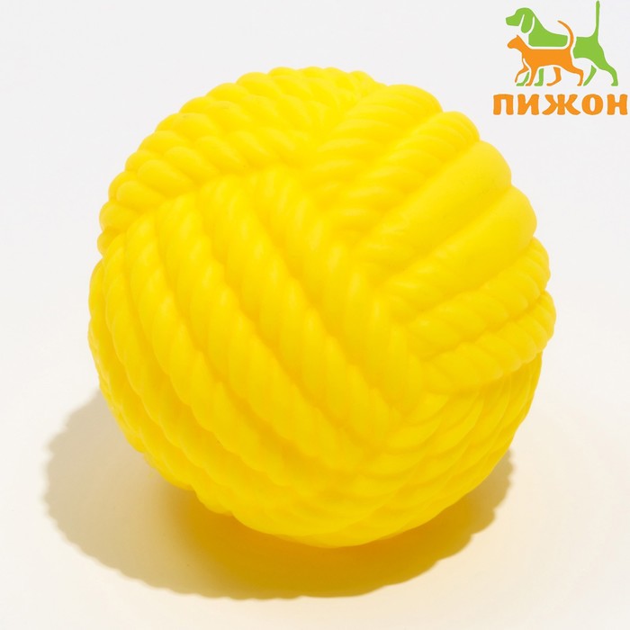 Игрушка для собак пищащая "Клубок ниток", 8 см, жёлтая - Фото 1