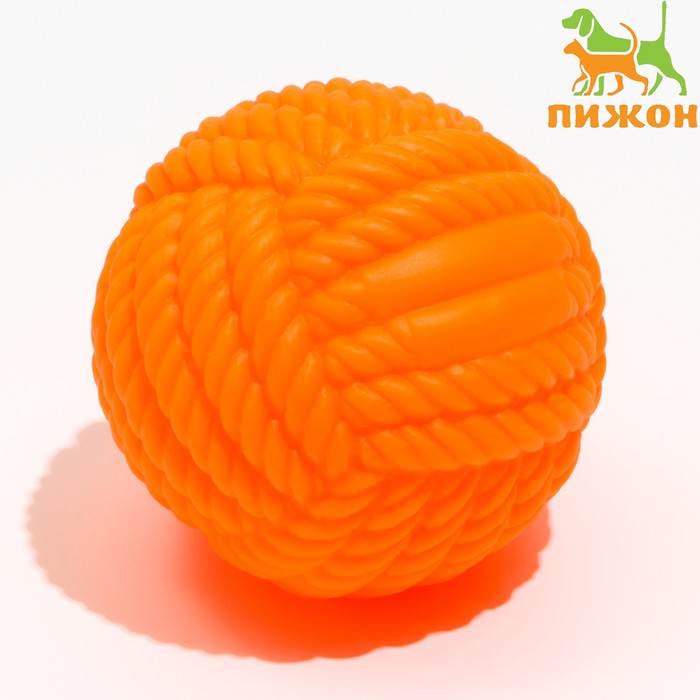 Игрушка для собак пищащая "Клубок ниток", 8 см, оранжевая - Фото 1