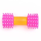 Игрушка для собак пищащая "Массажная гантель", 14 см, розовая/жёлтая - Фото 2
