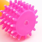 Игрушка для собак пищащая "Массажная гантель", 14 см, розовая/жёлтая - Фото 3