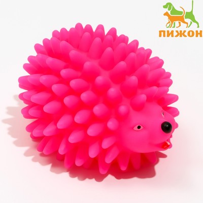 Игрушка пищащая "Ёж" большой для собак, 9 см, розовая