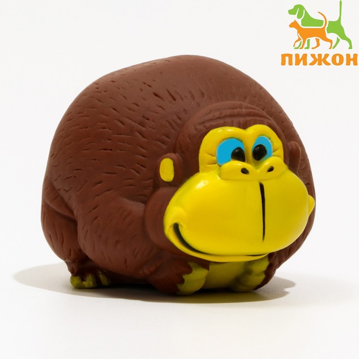 Игрушка пищащая "Обезьянка", 8 х 6 см, тёмно-коричневая - Фото 1