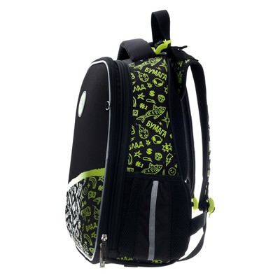 Рюкзак каркасный Hatber Ergonomic Classic «Влад А4», 37×29×17 см, чёрный/жёлтый NRk_71008