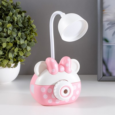 Лампа настольная RISALUX «Гамми», LED, 2 режима, 2 Вт, USB, точилка, розовый, 11.7×7×12 см