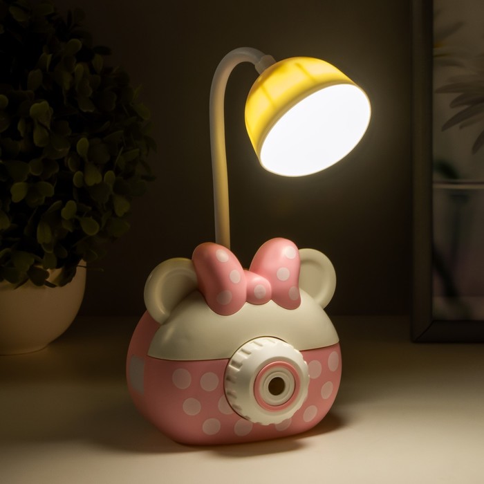 Лампа настольная "Гамми" LED 2 режима 2Вт USB розовый, точилка 11,7х7х12 см RISALUX - фото 1907439588