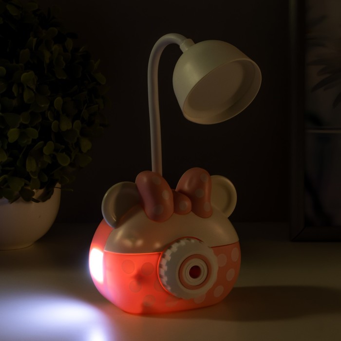 Лампа настольная "Гамми" LED 2 режима 2Вт USB розовый, точилка 11,7х7х12 см RISALUX - фото 1886835566