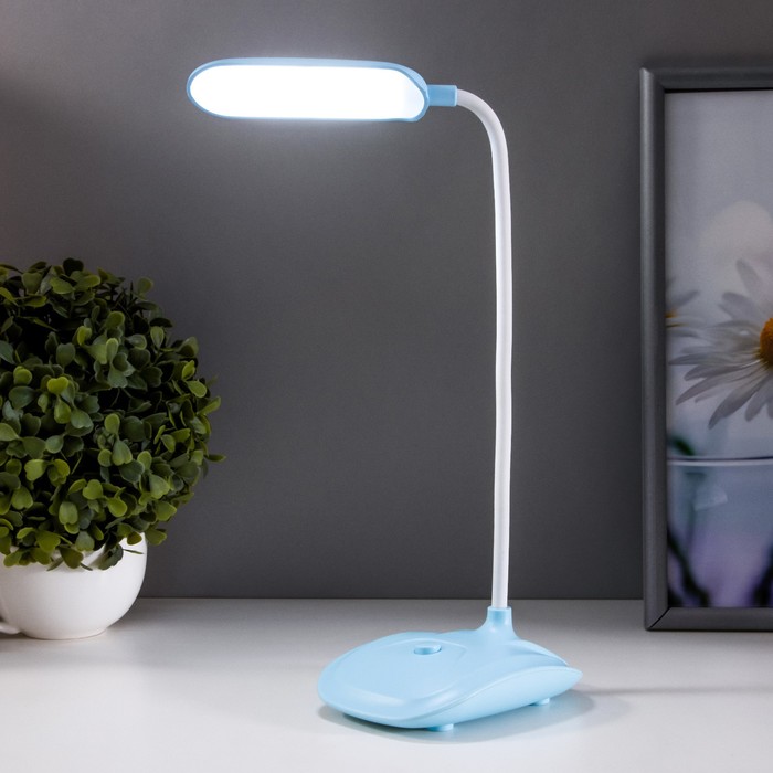 Лампа настольная "Симпл" LED 1 режим 3В на батарейках  голубой 42,5х13,5х10 см RISALUX - фото 1926416305
