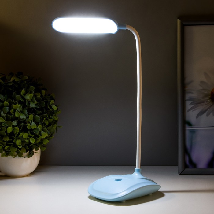 Лампа настольная "Симпл" LED 1 режим 3В на батарейках  голубой 42,5х13,5х10 см RISALUX - фото 1926416306