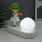 Сувенир полистоун свет "Малышка в зелёной шляпке, с золотым пузырём у шара" 16,5х8х16 см - Фото 7