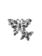 Брошь «Бабочки порхающие», серая в серебре - Фото 1