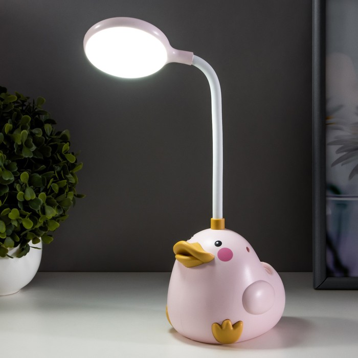 Настольная лампа "Утенок" LED 3Вт АКБ розовый 9,5х11х33 см RISALUX - фото 1907439662