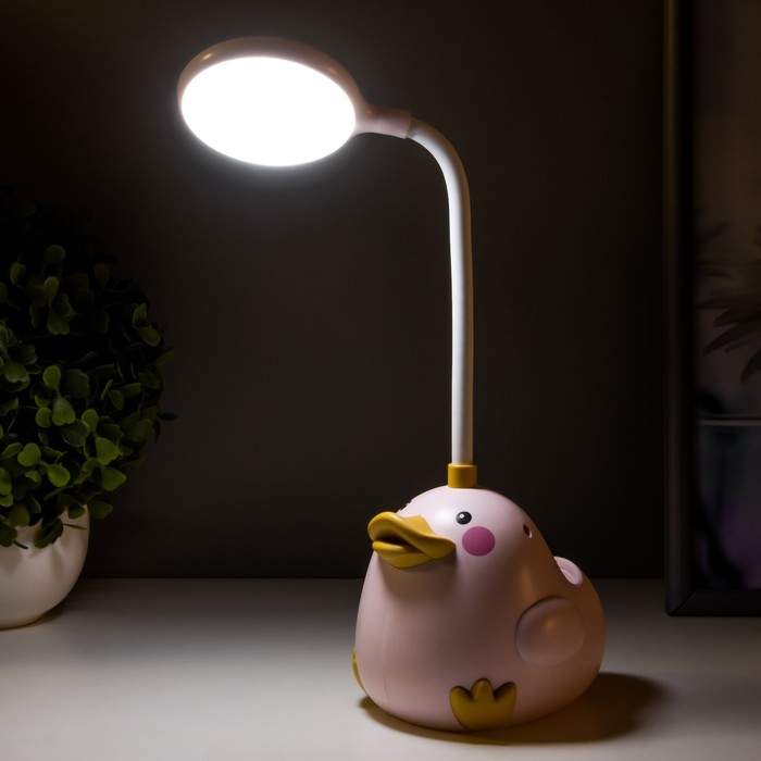 Настольная лампа "Утенок" LED 3Вт АКБ розовый 9,5х11х33 см RISALUX - фото 1907439663