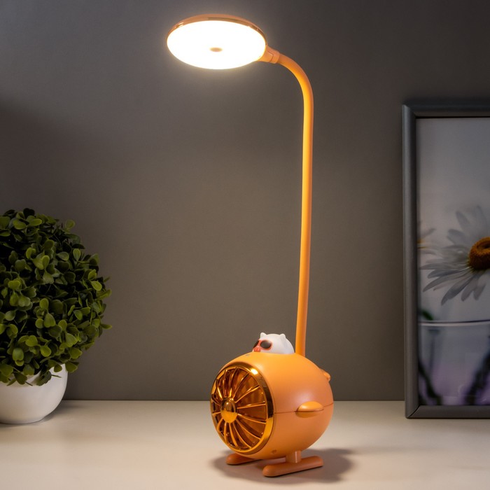 Настольная лампа "Мишка пилот" LED 3Вт USB АКБ оранжевый 14,5х5х28 см RISALUX - фото 1905992423