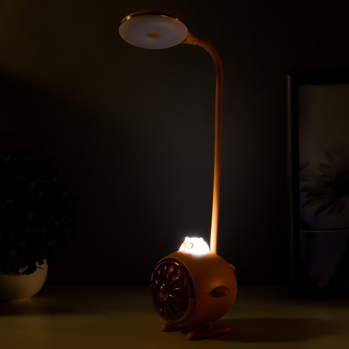 Настольная лампа "Мишка пилот" LED 3Вт USB АКБ оранжевый 14,5х5х28 см RISALUX - фото 1905992426
