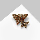 Брошь "Бабочки порхающие", цвет коричневый в чернёном золоте - фото 761154