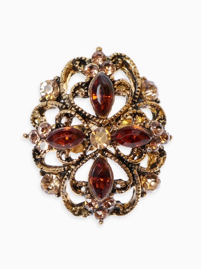 Брошь «Императрица», коричневая в чернёном золоте