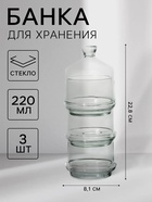 Набор ёмкостей Berry, 220 мл, 3 шт., стекло, прозрачный - Фото 1