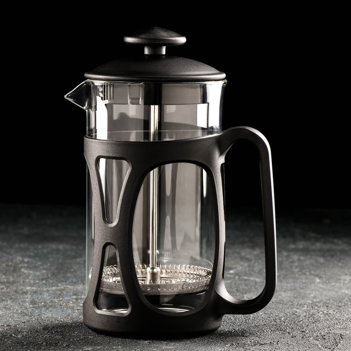 Чайник заварочный френч - пресс «Веном», 600 мл, стекло, цвет чёрный