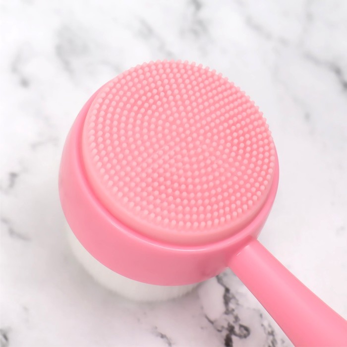 Щётка для умывания, двусторонняя, с ручкой, 15 × 4,3 см, цвет МИКС 28123