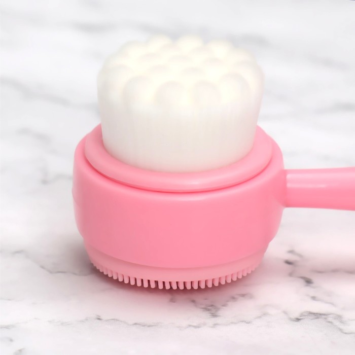 Щётка для умывания, двусторонняя, с ручкой, 15 × 4,3 см, цвет МИКС 28123