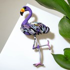 Брошь «Фламинго» со стразами, цвет фиолетовый в чёрном металле - Фото 1