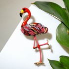 Брошь «Фламинго» со стразами, цвет красный в чёрном металле - Фото 1