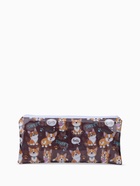 Косметичка-пенал на молнии, с ярким принтом, коричневая - Фото 2