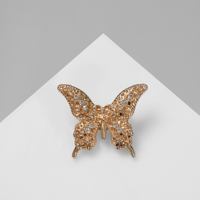 Брошь «Бабочка ажурная», цвет белый в золоте - фото 1908213424