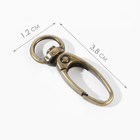 Карабин металлический, 38×12 мм / 10×1 мм, 6 шт., цвет бронзовый - Фото 2