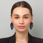 Серьги металл «Монстера » лист, цвет чёрный - Фото 6