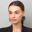 Серьги металл «Монстера » лист, цвет чёрный - Фото 3