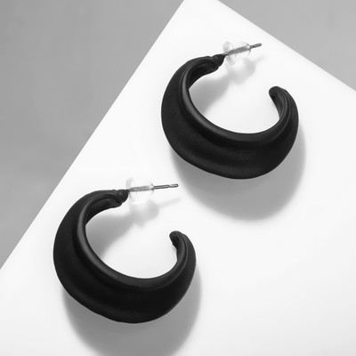 Серьги металл «Яркость» полукольца, цвет чёрный