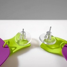 Серьги металл "Яркость" геометрия, мятый квадрат, цвет салатово-фиолетовый - фото 809298968