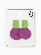 Серьги металл "Яркость" геометрия, мятый квадрат, цвет салатово-фиолетовый - фото 809298965