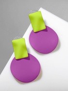 Серьги металл "Яркость" геометрия, мятый квадрат, цвет салатово-фиолетовый - фото 809298967