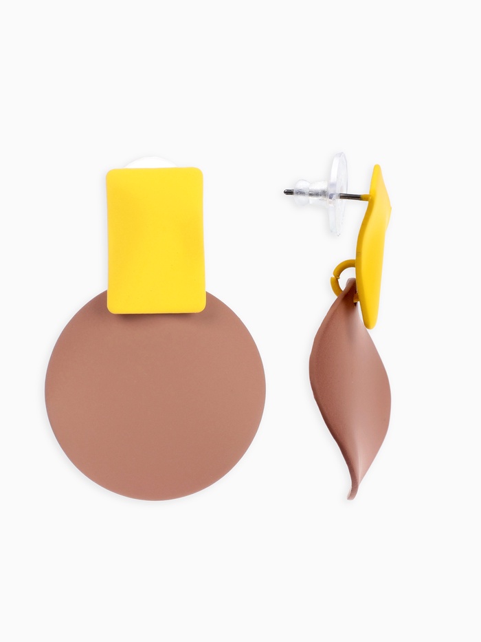 Серьги металл «Яркость», геометрия, жёлто-коричневые - Фото 1