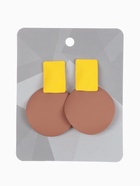 Серьги металл "Яркость" геометрия, мятый квадрат, цвет жёлто-коричневый - фото 809298973