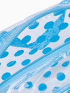 Косметичка-сумка на молнии для бассейна, с ручками, в горох, полупрозрачная/голубая - Фото 3