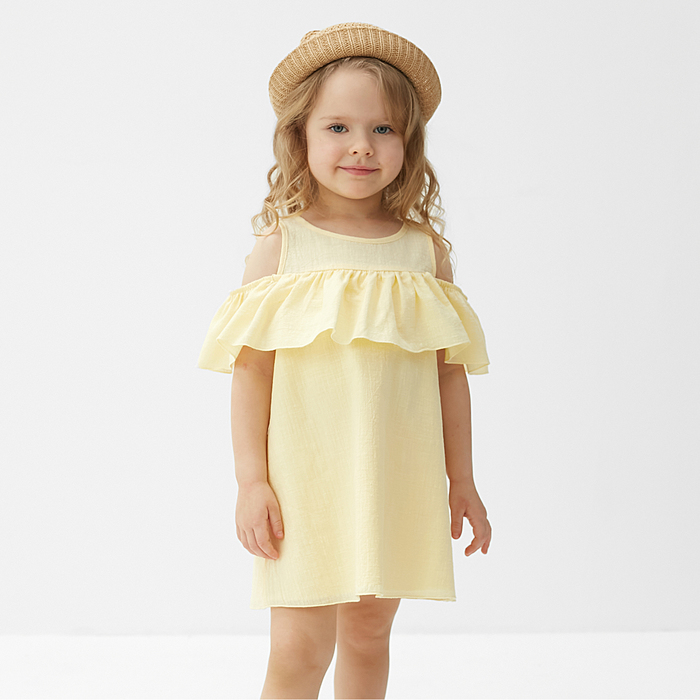 Платье для девочки MINAKU: Cotton Collection жёлтое, рост 140 см
