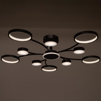 Люстра с пультом BayerLux 2299/11BK, светодиодная, 216 Вт, 3000-6000К, чёрная, 97×97×18 см